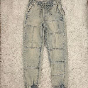 Light Blue Patchwork Jogger Pants